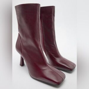 Heeled Leather Ankle Boots, Size 11, NWT